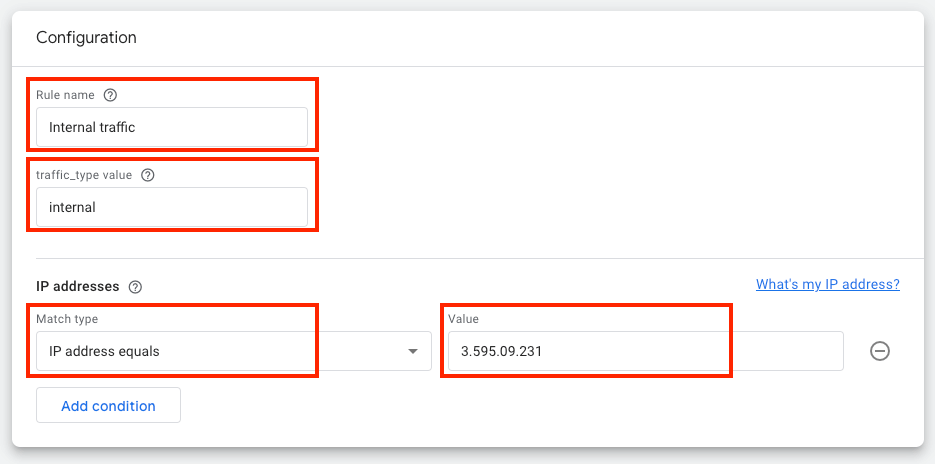 Internal traffic rules Configuration