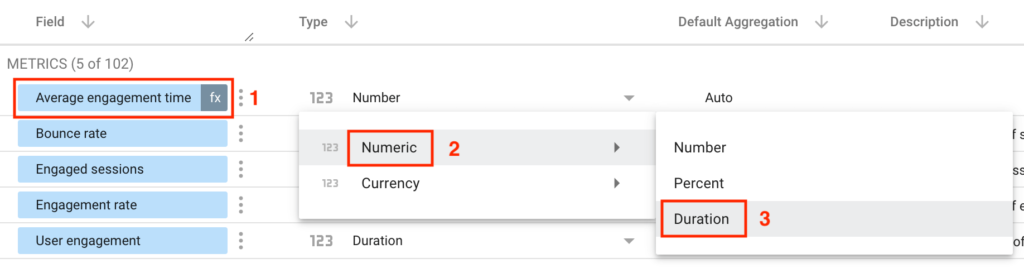 change field type from number to duration